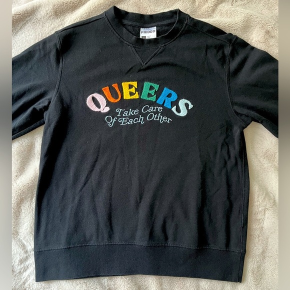 Ash + Chess Pride Embroidered Crewneck Sweatshirt Black Size S - Picture 7 of 9